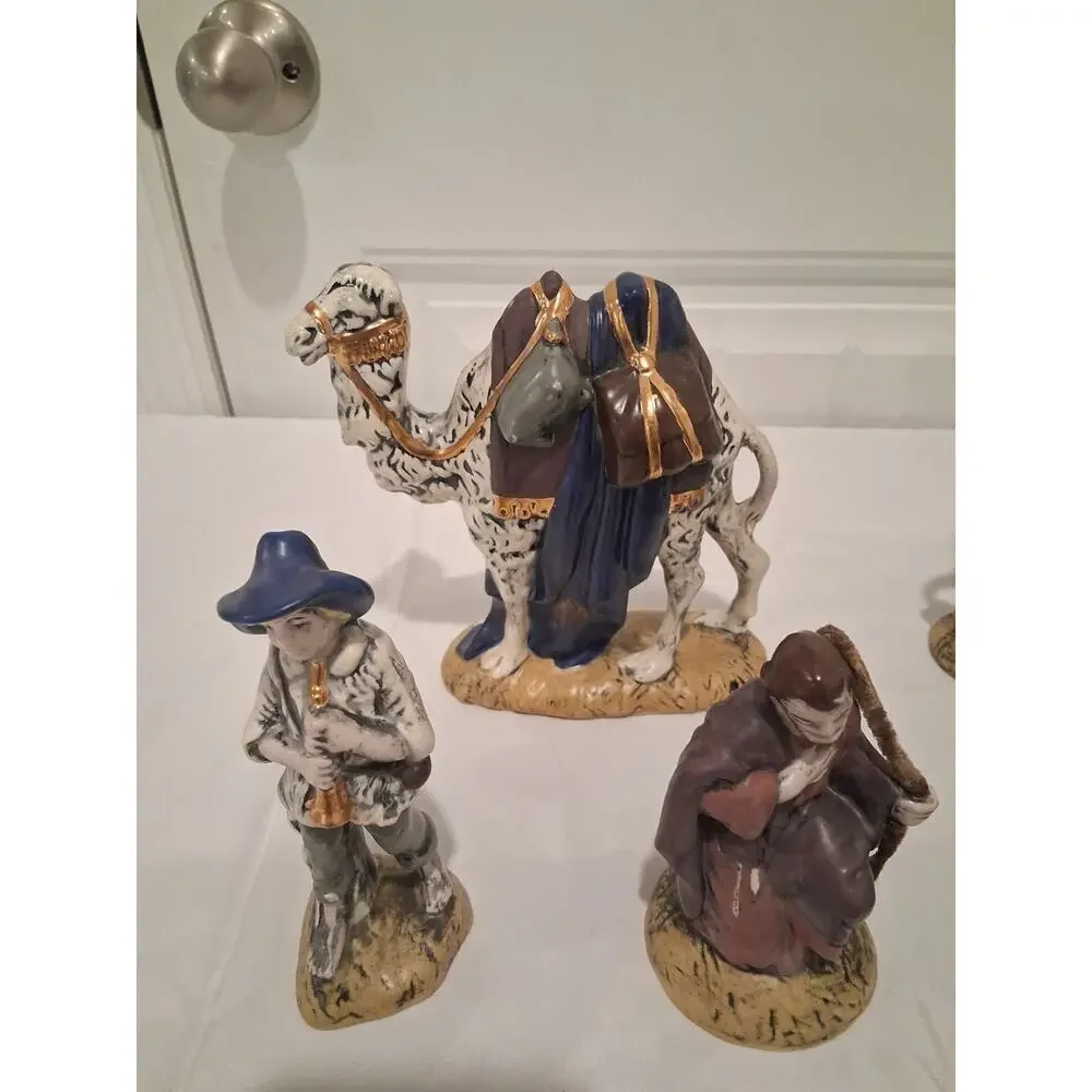 Vintage Ceramic Nativity Set 14 Pcs Hand Painted Christmas Atlantic Holland Mold